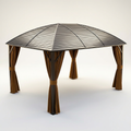 Aluminum Hardtop Gazebo Built for All-Season Use, 10x13 Arched Steel Roof, Powder-Coated Frame, Espresso Curtains