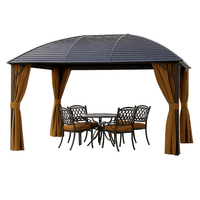 Aluminum Hardtop Gazebo Built for All-Season Use, 10x13 Arched Steel Roof, Powder-Coated Frame, Espresso Curtains